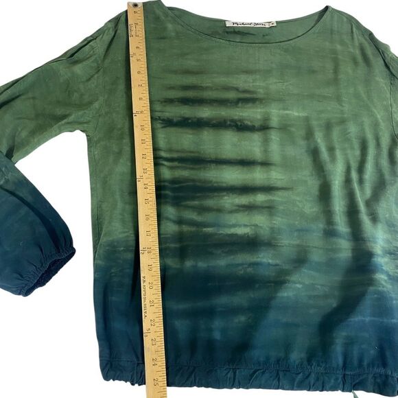Michael Stars M Oversized relaxed fit blouse green ombre long sleeves rayon - Picture 6 of 8